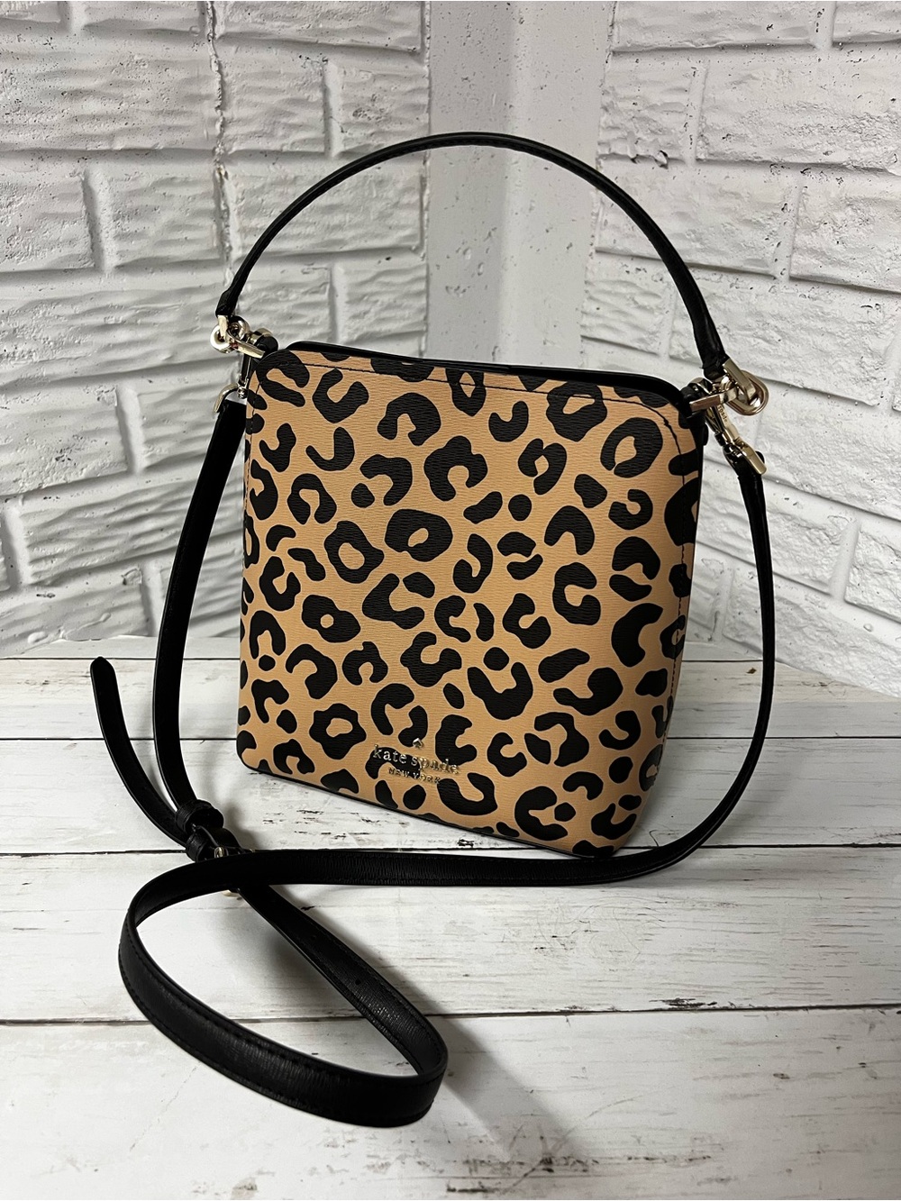 Kate Spade Darcy Graphic Leopard Small Bucket Bag